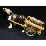 A Mid 20th Century Pottery Shire Horse & Barrel Cart