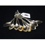 Nine Georgian Silver Tea Spoons, 5oz