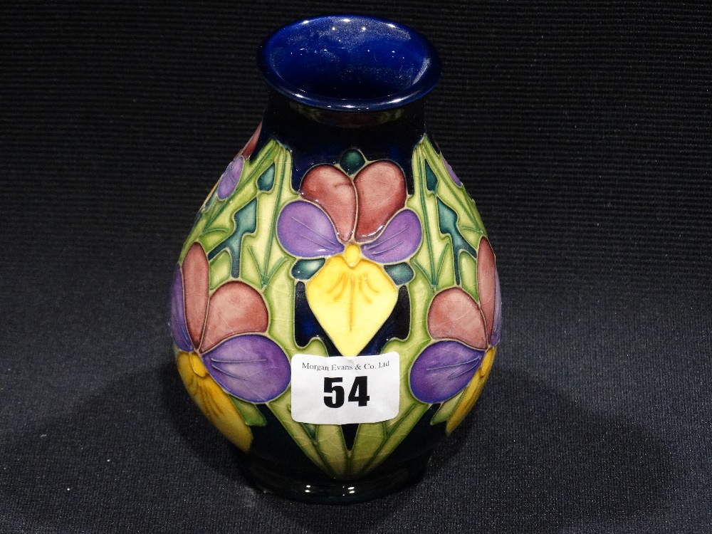 A Circa 1994 Moorcroft Pottery Circular Based Floral Decorated Bulbous Vase, Signed, 6" High