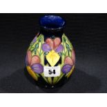 A Circa 1994 Moorcroft Pottery Circular Based Floral Decorated Bulbous Vase, Signed, 6" High