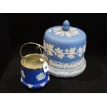 A 19th Century Blue Jasperware Stilton Dish & Cover, Together With A Wedgwood Blue Jasperware