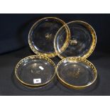 Four Gilt & Enamel Floral Decorated Circular Glass Bowls
