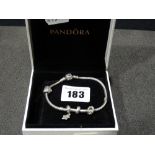 A Boxed Pandora Silver Bracelet & Charms