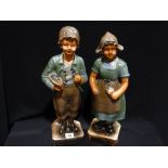 A Pair Of Early 20th Century Plasterwork Dutch Children Figures