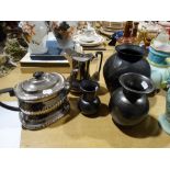 Two Prinknash Pottery Vases, Together With A Silver Lustre Teapot Etc (6)