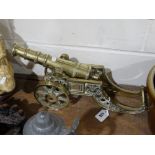A Heavy Brass Ornamental Desk Cannon 18" Across