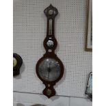 A 19th Century Mahogany Banjo Wall Barometer With Circular Silvered Dial
