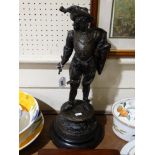 A Circular Based Spelter Figure Of A Cavalier