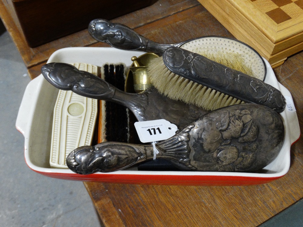 A Quantity Of Mixed Vintage Clothes & Dressing Table Brushes, Some Silver Backed