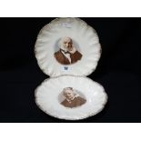 A Pair Of Staffordshire Pottery Circular Portrait Plates Depicting Mr & Mrs Gladstone