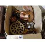 A Box Of Mixed Copper & Brassware