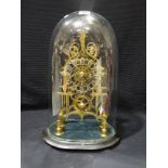 A 19th Century Gilt Brass Fusee Skeleton Clock Under A Glass Dome, Height Of Clock 13"