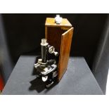 A Mid 20th Century Beck Laboratory Microscope & Wooden Case