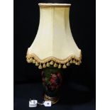 A Circular Based Green Ground & Floral Decorated Moorcroft Pottery Table Lamp