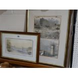 A Framed Engraving Of The Construction Of Britannia Bridge, Together With A Coloured Menai Bridge