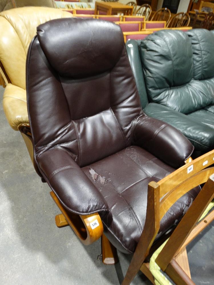 A Modern Leather Finish Swivel Chair