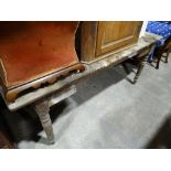 A Mahogany Topped Farmhouse Style Kitchen Table