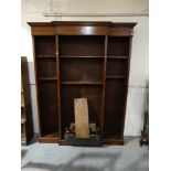 An Edwardian Period Mahogany & Crossbanded Breakfront Open Bookcase, 61" Wide