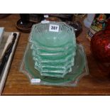 A 1920s Moulded Glass Dessert Bowl & Six Dishes