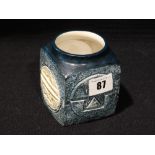 A Troika Pottery Cube Vase, Initialled, P.B, 4" High