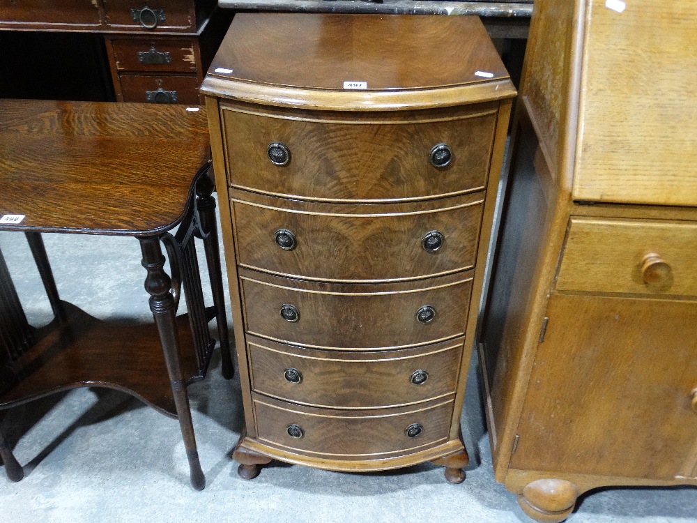 A Reproduction Bow Front Chest Of Five Drawers