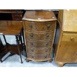 A Reproduction Bow Front Chest Of Five Drawers