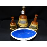 Three Wade Bells Whisky Decanters Etc (4)