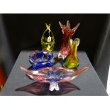 Five Mid Century Cased Glass Flower Vases