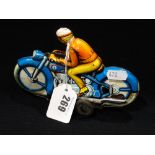 A West Germany Manufacture Mechanical Tin Plate Motor Cycle & Rider