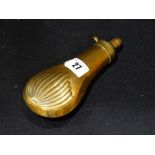 An Antique Brass Shot Flask, 7"