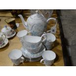 A Fifteen Piece Tuscan China Annabelle Pattern Coffee Set