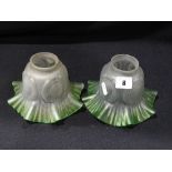 A Pair Of Green Tinted Edwardian Glass Lamp Shades