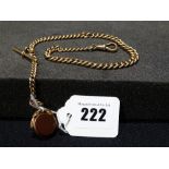 A 9ct Gold Graduated Link Albert Chain With Bloodstone Swivel Fob, 44grm All In, Chain Length