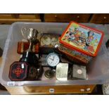 A Box Of Vintage Tins Etc