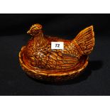 A Brown Glazed Port Meirion Pottery Hen On Nest