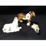 Three USSR Manufacture Animal Figures, Badger & Horses