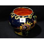 A Royal Winton Blue Ground Lustre Glazed Bulbous Vase With Chinese Dragon Decoration, 6" High