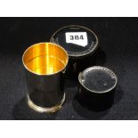A Cased Collapsible Plated Drinking Cup, Together With Pocket Rule