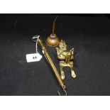 A Cast Brass Fox Head Door Knocker, Together With A Brass Spring Balance Etc (3)