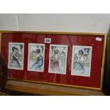 A Single Framed Set Of Four 1918 Love Token Cards