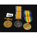 A 1st World War Trio Of Victory War & Kings Medals For PVT F. Martin 293818 Middlesex Regiment