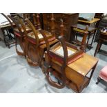 A Drop Leaf Dining Table, Together With A Polished Tea Trolley & Three Balloon Backed Dining Chairs