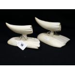A Pair Of Antique Whale Tooth Wall Sconces