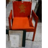 A 1969 Plywood Investiture Chair, Together With A Unique Folder Of Investiture Sheet Music Paper,