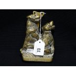 A Cast Brass Twin Dog Door Knocker