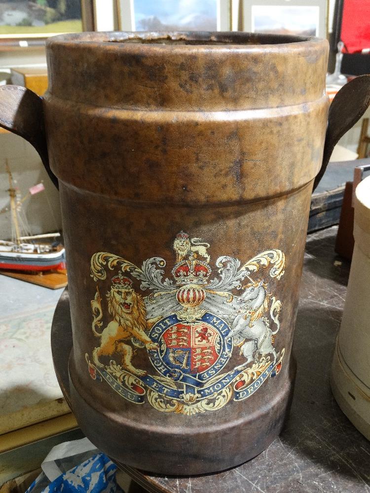 A Leather Fire Bucket With Royal Crest