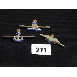 Three Silver & Enamel Bar Brooches, Fleet Air Arm Royal Navy & Royal Artillery