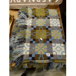 A Blue & Green Welsh Woolen Bedspread