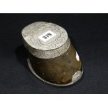 A Horse Hoof Snuff Mull With Plated Mounts