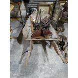 An Antique Wooden Wheelbarrow & Contents